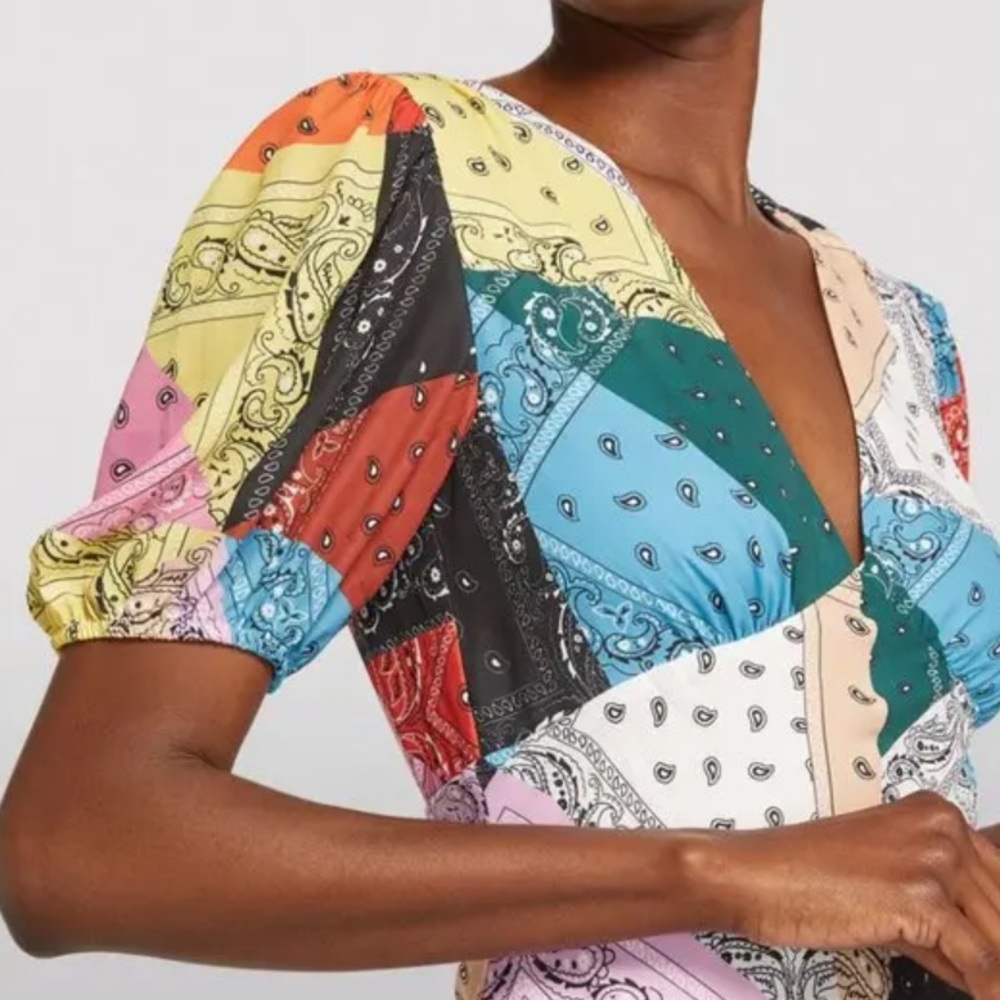 Staud Multicolor Patchwork Mini Dress - image 5